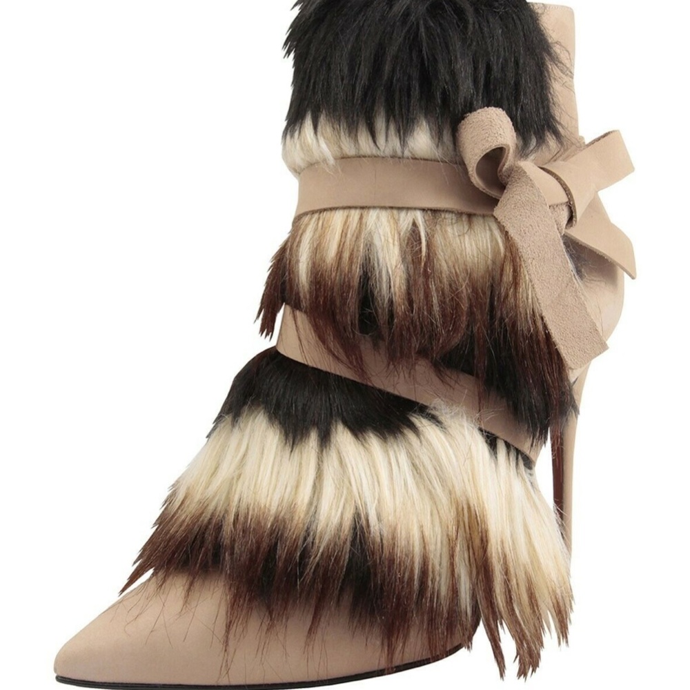 Carrano Farrah Suede Fur-Trimmed Bootie, Beige. - Picture 4 of 5